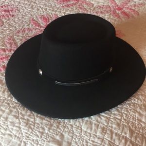 100% wool western express black riding hat 6 7/8